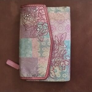 Pink Leather Floral Wallet